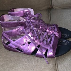 purple nike sandals